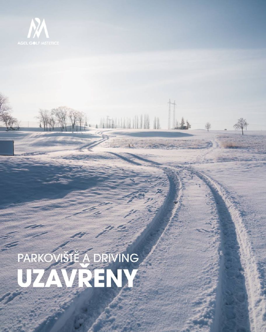 Celý areál zasypala sněhová pokrývka. Z bezpečnostních důvodů jsou parkoviště a driving range do odvolání uzavřeny.